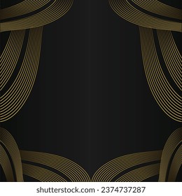 decoración de marco de línea dorada abstracta sobre diseño de fondo negro 