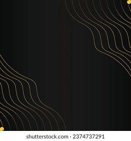 abstract gold line frame decoration on black background design 