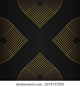 abstract gold line frame decoration on black background design 