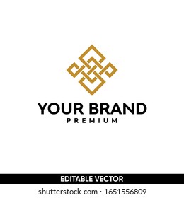 abstract gold line geometric pattern logo