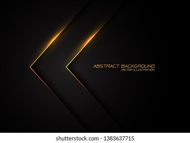 Abstract gold line light arrow direction on black design modern luxury futuristic background vector illustration.