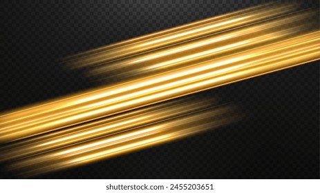 Abstract Gold Line of Light on A Transparent Background, Isolated and Easy to Edit, Vector Illustration
