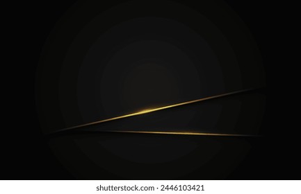 Línea de oro Abstractas de la luz de la barra en la sombra negra con el diseño del espacio en blanco Ilustración vectorial de fondo futurista moderna de lujo.