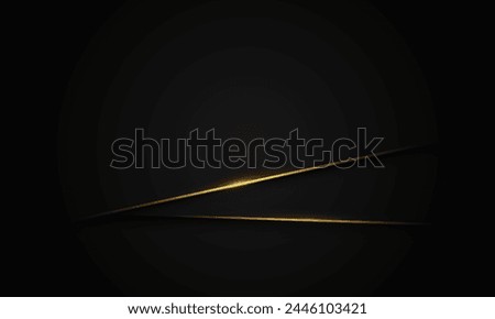 Abstract gold line light slash on black shadow with blank space design modern luxury futuristic blackground vector illustration.