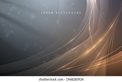 Abstract gold lines background with light effect