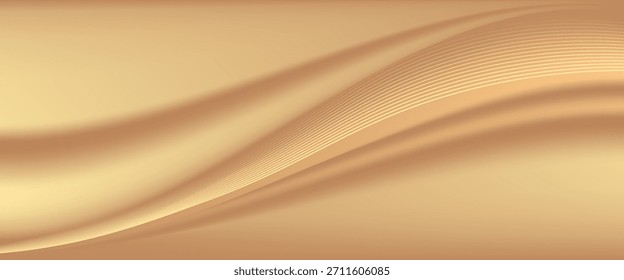 Fondo de líneas de oro Abstractas con efectos de luz. Vector