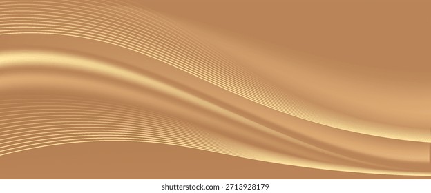 Abstract gold lines background with light effects. vector