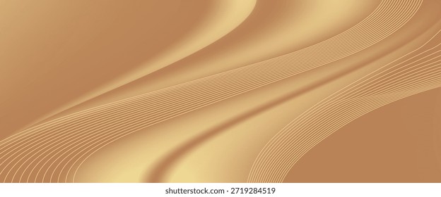 Fondo de líneas de oro Abstractas con efectos de luz. Vector. Moderno