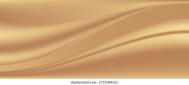 Fondo de líneas de oro Abstractas con efectos de luz. Vecto 