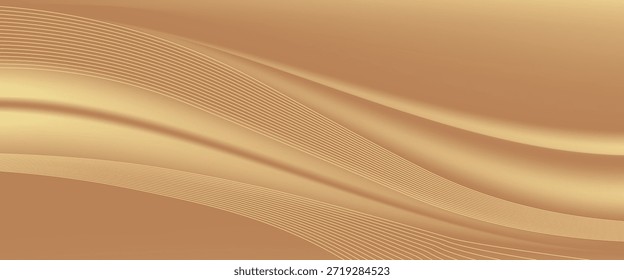 Fondo de líneas de oro Abstractas con efectos de luz. Vecto