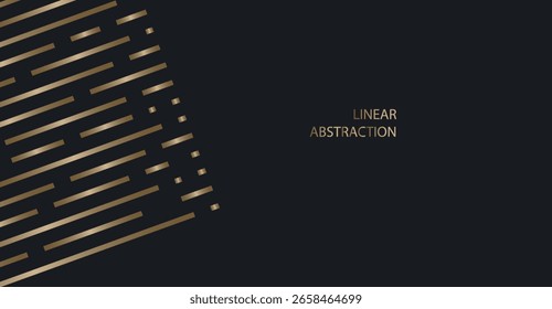 Abstractas líneas doradas y rayas sobre un fondo oscuro, creando un diseño moderno y elegante.