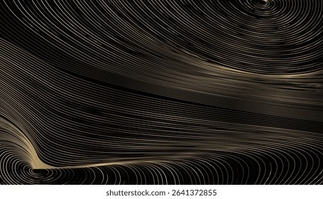 Abstract gold lines on a black background