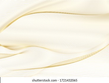 Abstract gold lines on white vector background. Golden wavy guilloche pattern useful for certificate, diploma, hi tech technology