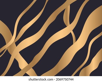 Patrón abstracto de líneas de oro. Patrón de impresión de oro y animal amarillo. 