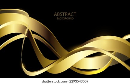 Abstract gold lines wave curve shiny effect on black design modern luxury futuristic background vector illustration.