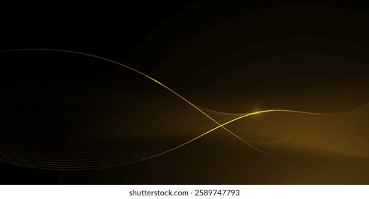 Abstract gold luxury background. Vector illustration element with gold light glow effect, texture, black gradient color. Modern graphic design, decoration for banner template or technology background