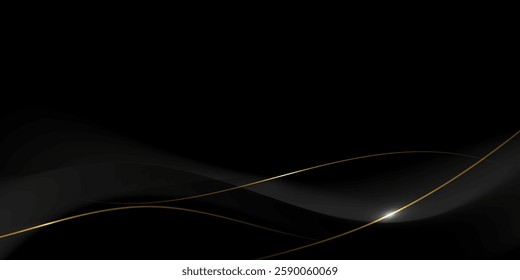 Abstract gold luxury background. Vector illustration element with gold light glow effect, texture, black gradient color. Modern graphic design, decoration for banner template or technology background