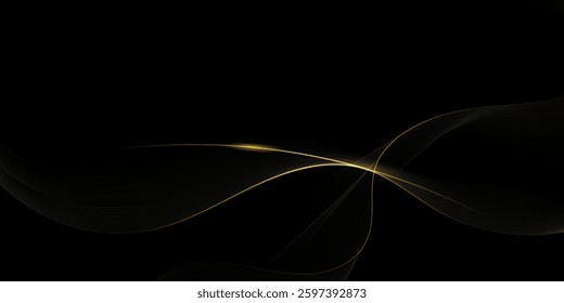 Abstract gold luxury background. Vector illustration element with gold light glow effect, texture, black gradient color. Modern graphic design, decoration for banner template or technology background
