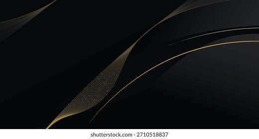 Abstractas fondo de lujo de oro. Elemento de Ilustración vectorial con efecto de resplandor de luz dorada, textura, color degradado negro. Diseño gráfico moderno, decoración para Plantilla de Anuncio o fondo de tecnología