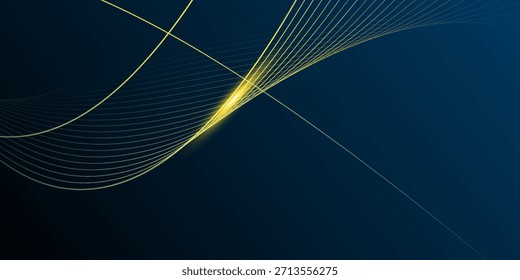 Abstract gold luxury background. Vector illustration element with gold wave line, sparkle, texture on dark blue, black color background. Graphic design for event, business, technology banner template
