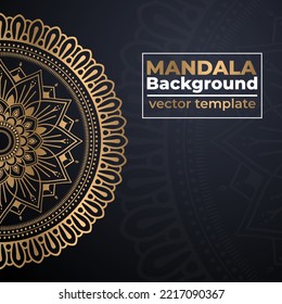 Abstract gold luxury mandala background vector illustration template, Circular ornamental arabesque pattern for print, poster, cover, brochure, flyer