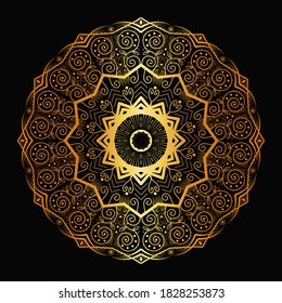Abstract gold luxury mandala, decorative background with elegant mandala