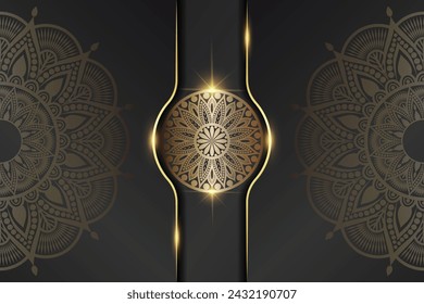Abstract gold luxury mandala pattern background, element for invitation, meditation poster, yoga, wedding, book cover, cover page, luxury mandala art illustration vector art