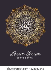 Abstract gold mandala for yoga studio or your other project. Ethnic style.