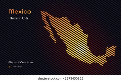 Resumen Mapa de Oro de México en líneas inclinadas Patrón con Capital de la Ciudad de México