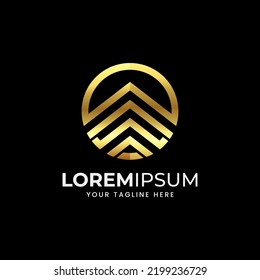 Abstract Gold Metal Logo For Realty, Real Estate, Building, Property, Self Storage Logo Template Vector