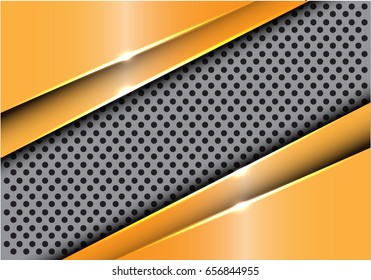 Abstract gold metal on gray circle mesh design modern luxury background vector illustration.