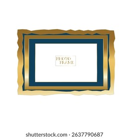 Abstract gold metal picture frame. Modern poster mockup for artwork, photography, or advertising. Perfect for art galleries, interior decor, and branding. Vector illustration
