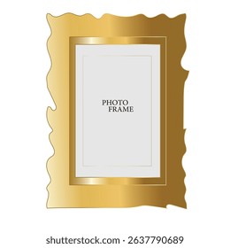 Abstract gold metal picture frame. Modern poster mockup for artwork, photography, or advertising. Perfect for art galleries, interior decor, and branding. Vector illustration
