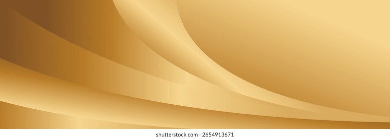 Fundo metálico de ouro abstrato com curvas suaves. Design de banner de luxo elegante para sites, cabeçalhos, modelos de venda, anúncios de negócios, prêmios, eventos e muito mais