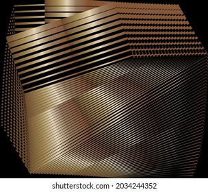 Resumen de fondo de efecto metálico oro, patrón dinámico geométrico, textura de diseño moderno vectorial.