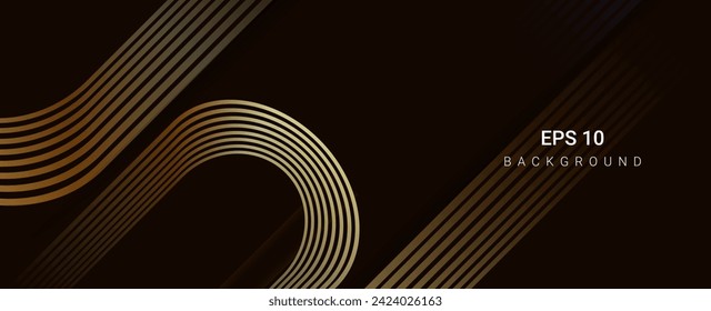 Abstract gold moving lines on dark background vector