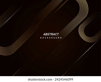 Líneas en movimiento de oro abstracto en vector de fondo oscuro