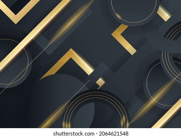 Abstract gold on black metallic texture with simple text design modern luxury futuristic background vector illustration