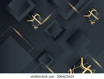 Abstract gold on black metallic texture with simple text design modern luxury futuristic background vector illustration