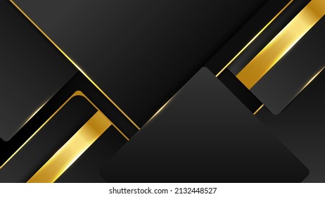 Abstract gold on black metallic texture with simple text design modern luxury futuristic background vector illustration