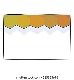 Abstract gold orange honey combs pattern on rectangular card with wavy shadow