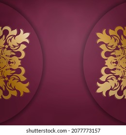 Abstract gold pattern burgundy brochure for your brand.