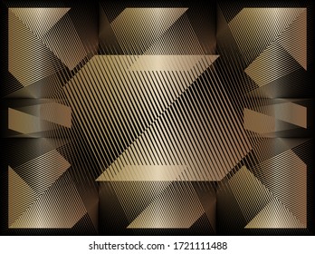 Abstract gold pattern, halftone lines metallic background, vector modern design texture for card, cover, poster, decoration.