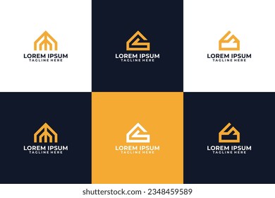 Resumen del vector del logotipo del pentágono de oro