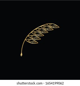 Abstract gold quill vector icon.