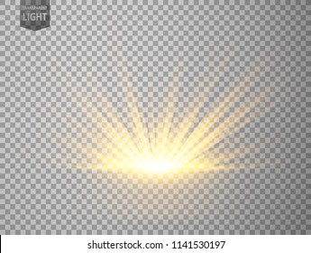 Abstract Gold Rays rising. isolated on transparent background. Vector Illustration