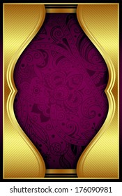 Abstract Gold and Red Floral Frame Background