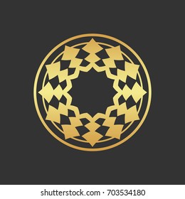 Abstract gold round ornament. Decorative element. Star.