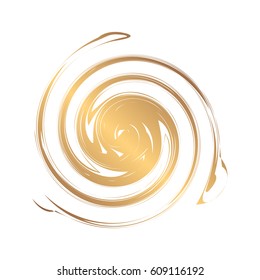 Abstract gold round template for the logo. Blobs for creating banners, design of products, posters and flyers. Twisted icon. Dynamic symbol.