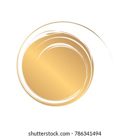 Abstract gold round template for the logo. Blobs for creating banners, design of products, posters and flyers. Twisted icon. Dynamic symbol.